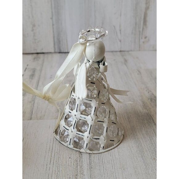 Metal white angel wing beaded ornament Xmas - Picture 6 of 10